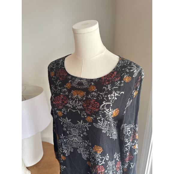 Free People Smooth Talker Black Floral Open Back Tunic Mini Dress Womens Small - Picture 3 of 8